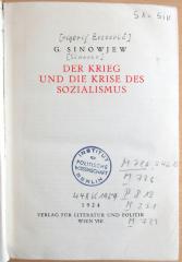 M 726 S 46 10 : Der Krieg und die Krise des Sozialismus  (1924)