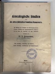 BD 9255 H246 G8 : Genealogische Studien über die alten jüdischen Familien Hannovers (1913)