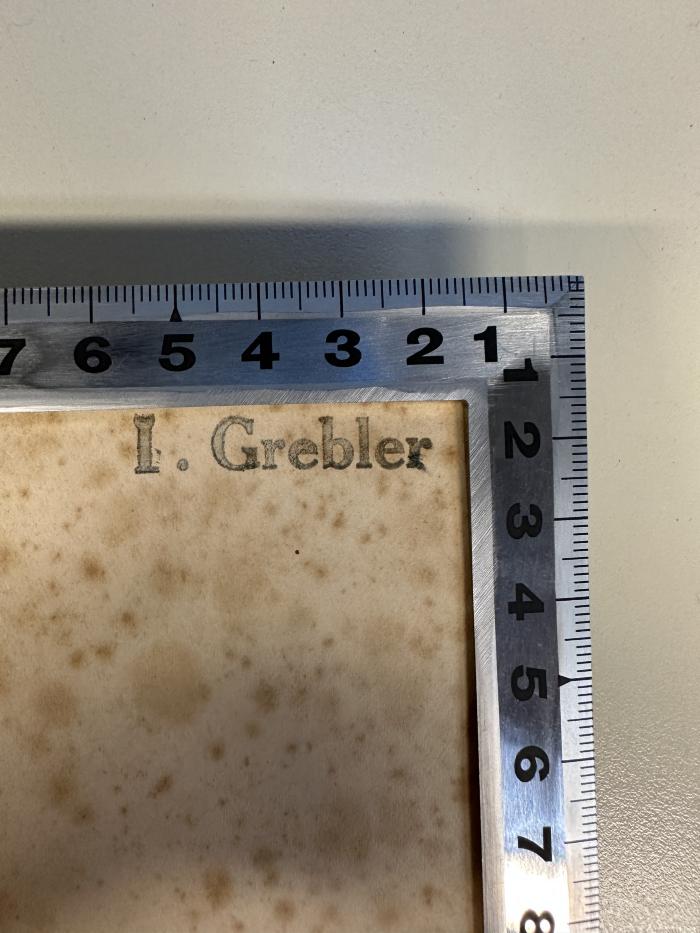 -, Stempel: Name; 'I. Grebler'