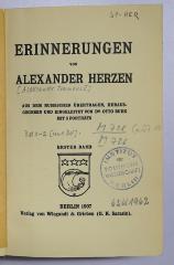 M 726 G 27 10 : Erinnerungen von Alexander Herzen (1907)