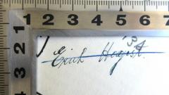 - (Hagest, Erich), Von Hand: Name; 'Erich Hagest'. 