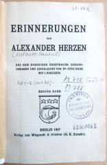 M 726 G 27 10 : Erinnerungen von Alexander Herzen (1907)