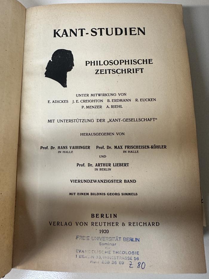 CA 4650 (24) : Kant-Studien : philosophische Zeitschrift der Kant-Gesellschaft