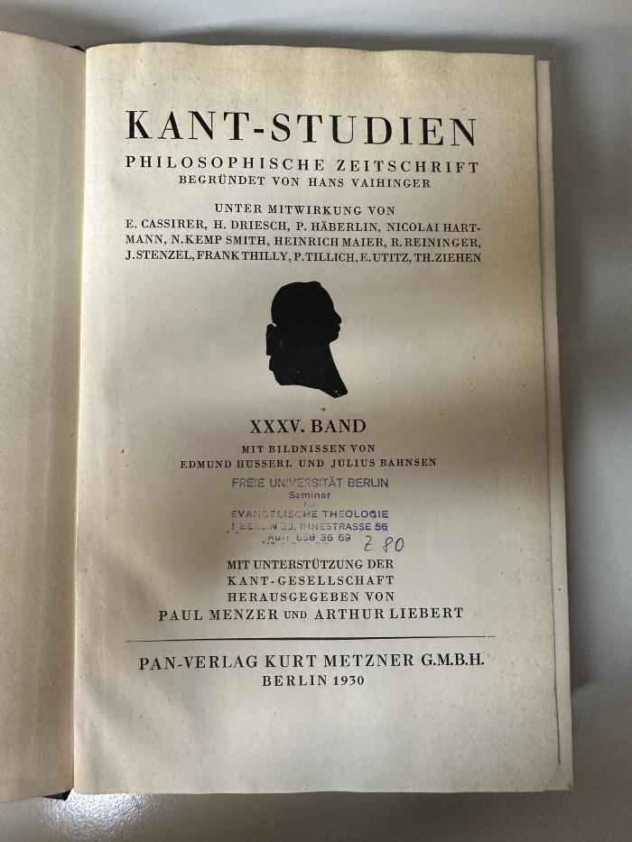 CA 4650 (35) : Kant-Studien : philosophische Zeitschrift der Kant-Gesellschaft