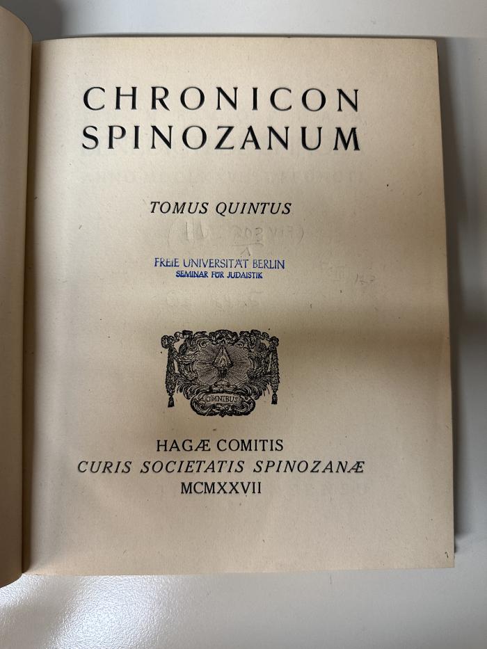 CF 8317 C557-5 : Chronicon Spinozanum. (o. J.)