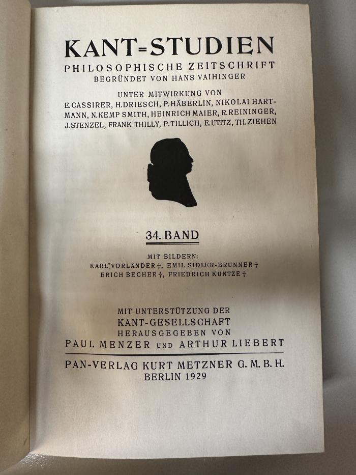 CA 4650 (34) : Kant-Studien : philosophische Zeitschrift der Kant-Gesellschaft