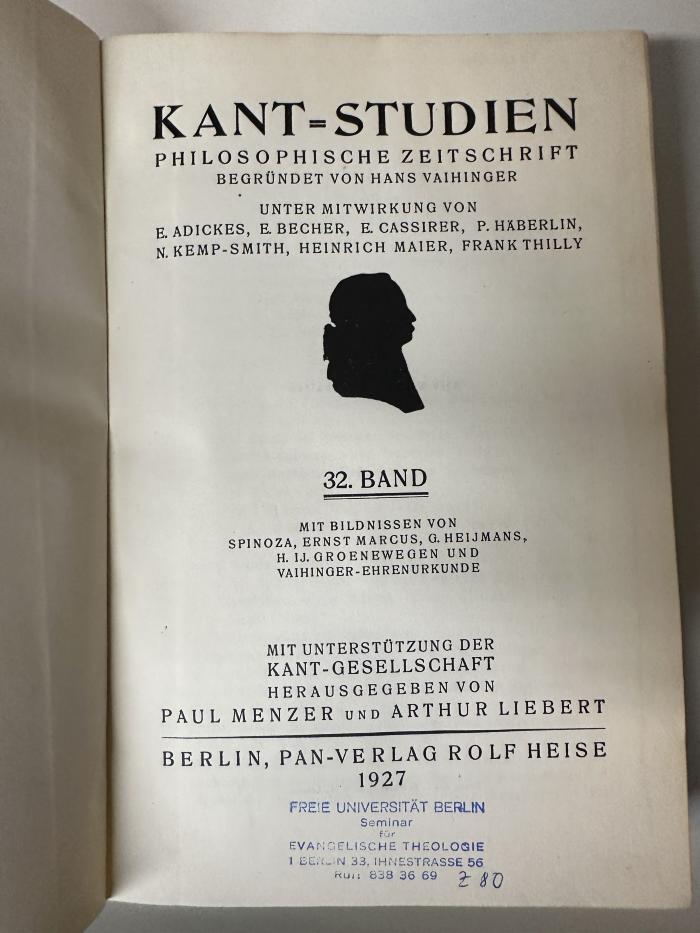 CA 4650 (32) : Kant-Studien : philosophische Zeitschrift der Kant-Gesellschaft