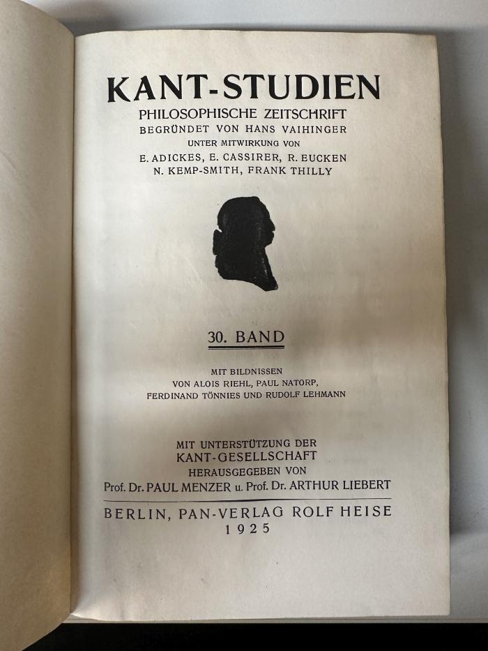 CA 4650 (30) : Kant-Studien : philosophische Zeitschrift der Kant-Gesellschaft