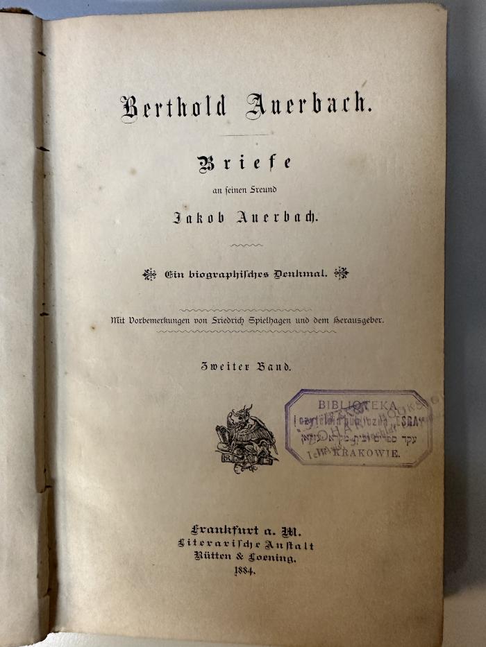 GB M 3768 : Briefe an seinen Freund Jakob Auerbach. 2. Band (1884)