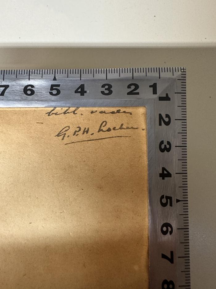 -, Von Hand: Autogramm; 'bibl. comm.
G. P. H. Cohen.'