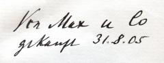 - (Loewenstein, Joseph Dr. med.;Lewald, Max), Von Hand: Besitzwechsel, Name, Datum; 'Von Max u Co / gekauft 31.8.05'. 