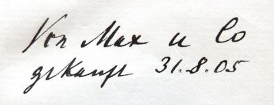 - (Loewenstein, Joseph Dr. med.;Lewald, Max), Von Hand: Besitzwechsel, Name, Datum; 'Von Max u Co / gekauft 31.8.05'. 