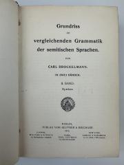 EM 4350 B864 G8-2+2 : Grundriß der vergleichenden Grammatik der semitischen Sprachen. 2, Syntax (1913)