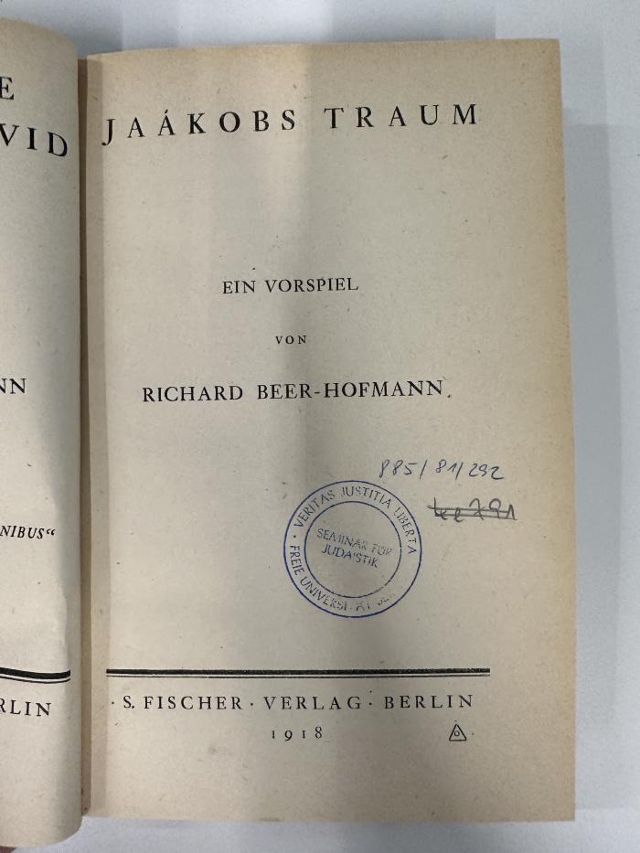 GM 2362 J11 : Jaákobs Traum : ein Vorspiel (1918)