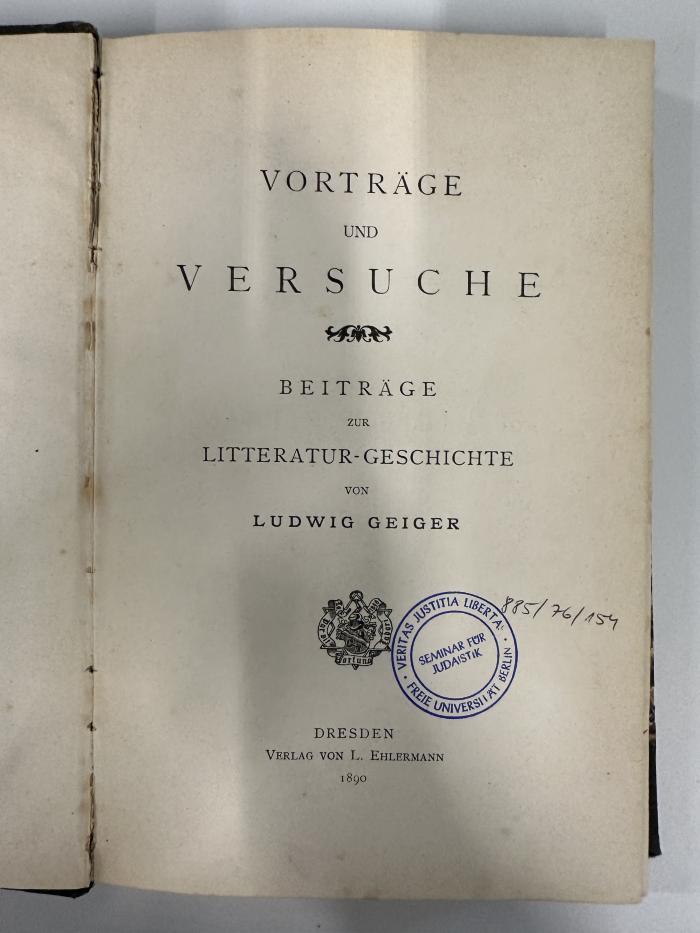 GB 1750 G312 : Vorträge und Versuche : Beiträge zur Litteratur-Geschichte (1890)