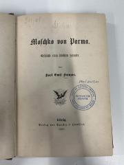 GL 3961 M895(.1880) : Moschko von Parma : Geschichte eines jüdischen Soldaten (1880)