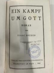 GM 7651 B846 K1 : Ein Kampf um Gott. (1920)