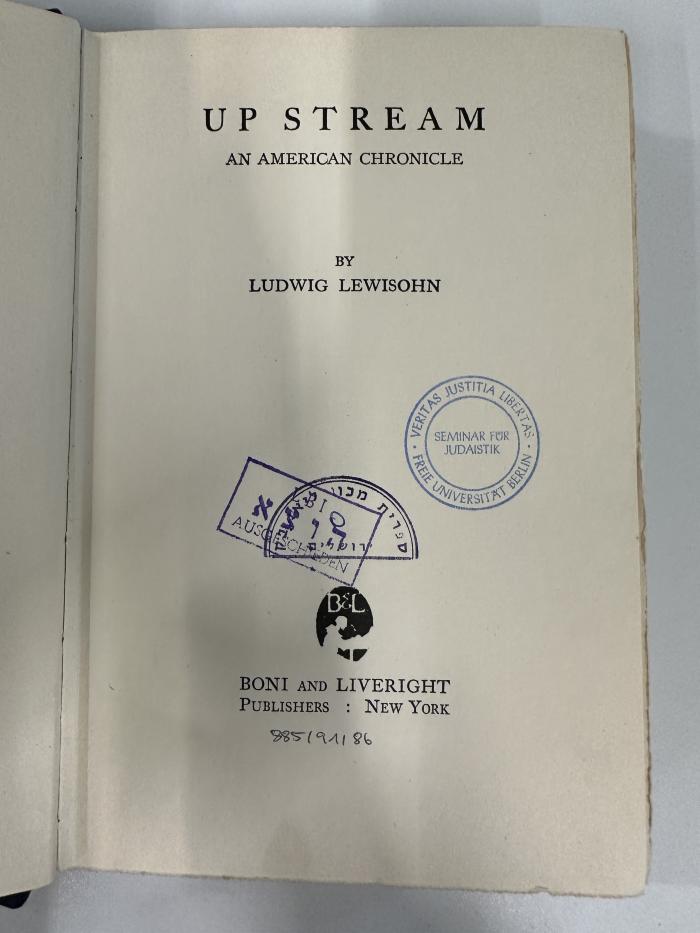 HU 4226 U65 : Up stream : an American chronicle (1922)