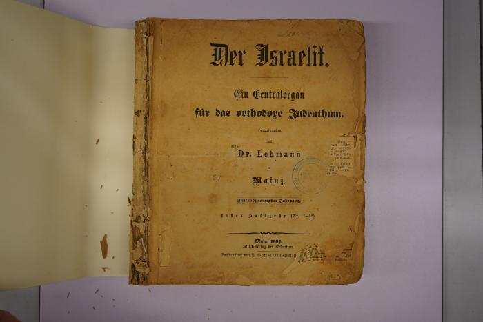 Rara M 62 : Der Israelit : ein Centralorgan für das orthodoxe Judenthum