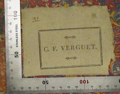 - (Verguet, C. F.), Etikett: ; '32
C. F. Verguet.'. 
