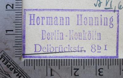  Die Edda : Götterlieder und Heldenlieder; Aus dem Altnordischen;- (Henning, Hermann), Stempel: Name, Ortsangabe; 'Hermann Henning
Berlin-Neukölln
Delbrückstr. 8b I'.  (Prototyp)