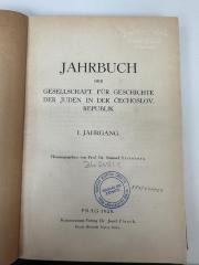 NA 9385 (1) : Jahrbuch der Gesellschaft für Geschichte der Juden in der Čechoslovakischen Republik.