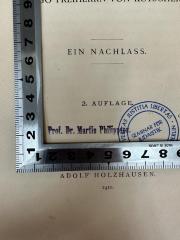 - (Philippson, Martin), Stempel: Berufsangabe/Titel/Branche, Name; 'Prof. Dr. Martin Philippson'. 