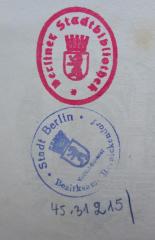 - (Stadt Berlin. Bezirksamt Reinickendorf. Volksbücherei), Von Hand: Inventar-/ Zugangsnummer, Nummer; '45.31215 '. 
