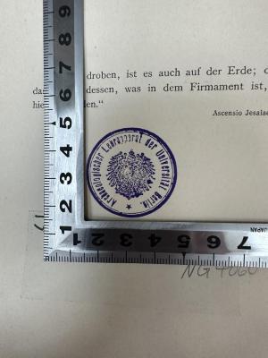 - (Achaeologischer Lehrapparat der Universität Berlin), Stempel: Wappen, Berufsangabe/Titel/Branche, Ortsangabe; 'Achaeologischer Lehrapparat der Universität Berlin'. 