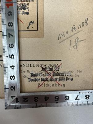 - (Zentralgewerkschaftskommission des Deutschen Gewerkschaftsbundes in der Tschecheslowakei, Reichenberg), Stempel: Berufsangabe/Titel/Branche, Ortsangabe; 'Bücherei der Zentralgewerkschaftskommission des Deutschen Gewerkschaftsbundes in der Tschecheslowakei, Reichenberg.'. 
