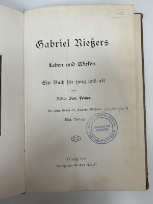 NP 2556 F299(3) : Gabriel Rießers Leben und Wirken : ein Buch für jung und alt (1911)