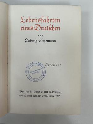 NQ 1810 S323 : Lebensfahrten eines Deutschen (1925)