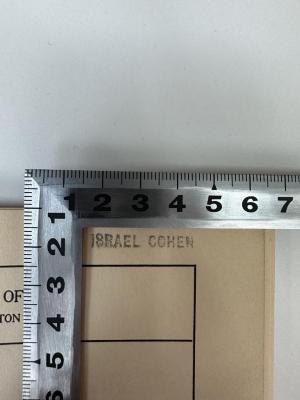 - (Cohen, Israel), Stempel: Name; 'Israel Cohen'. 