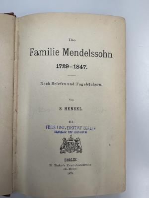 NY 9124 H526-3 : Die Familie Mendelssohn. 3 (1879)
