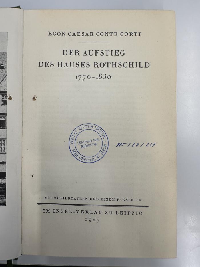 NY 9178 C829+2 : Der Aufstieg des Hauses Rothschild : 1770-1830 (1927)
