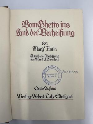 NY 9250 A631 P9D(3) : Vom Ghetto ins Land der Verheißung. (1913)