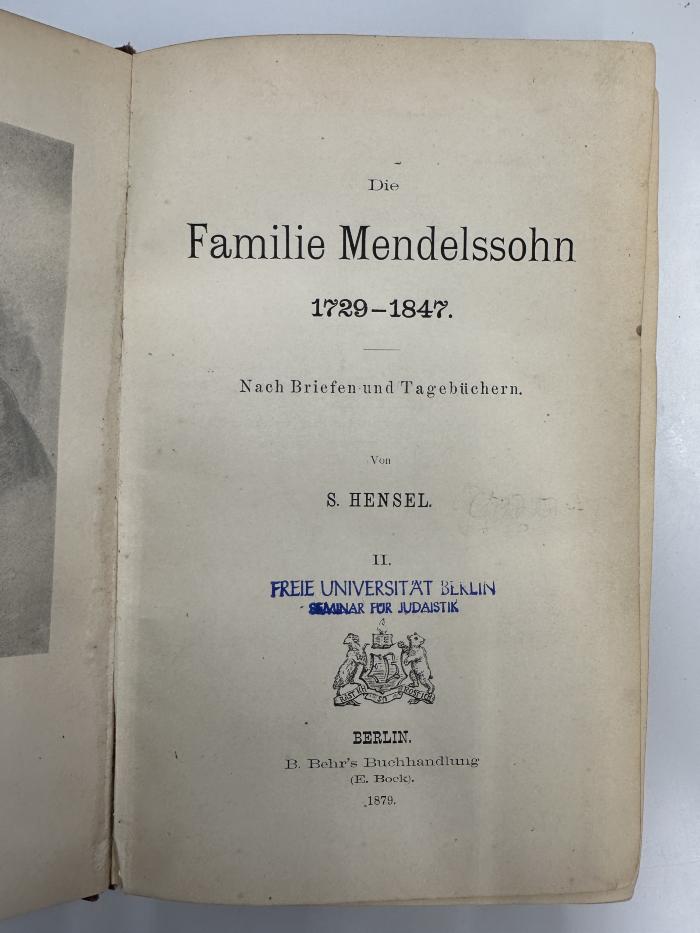 NY 9124 H526-2 : Die Familie Mendelssohn. 2 (1879)