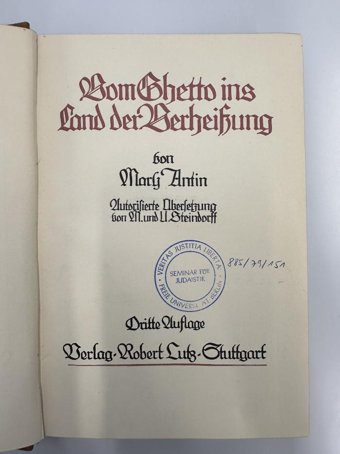 NY 9250 A631 P9D(3) : Vom Ghetto ins Land der Verheißung. (1913)