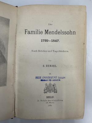 NY 9124 H526-2 : Die Familie Mendelssohn. 2 (1879)