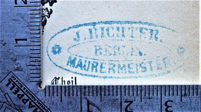  Goethe`s Werke. Nach den vorzüglichen Quellen revidierte Ausgabe; Zweiundzwanzigster Theil. Dichtung und Wahrheit;- (Richter, J.), Stempel: Autogramm, Berufsangabe/Titel/Branche, Name, Ortsangabe; 'J. Richter
Berlin
Maurermeister'. 