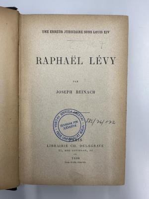 NY 9250 L668 R3 : Raphaël Lévy. (1898)