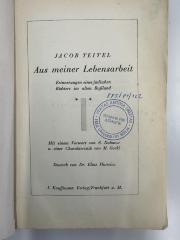 NY 9250 T266 I9D : Aus meiner Lebensarbeit : Erinnerungen eines jüdischen Richters im alten Rußland (1929)