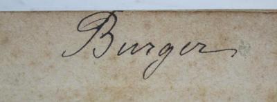 - (Burger, Conrad), Von Hand: Autogramm, Name; 'Burger'. 