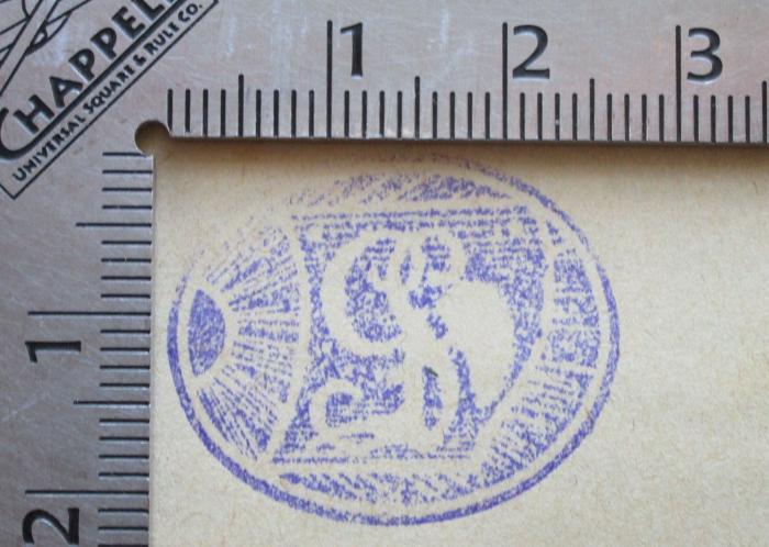  Lehrbuch der Weltgeschichte mit besonderer  Rücksicht auf Cultur, Literatur und Religionswesen (1875);- (Schoth, G.), Stempel: Autogramm, Name, Monogramm; 'G S'.  (Prototyp)