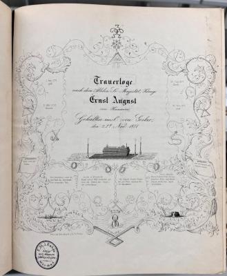 Q 00/767 : Trauerloge nach dem Ableben Sr. Majestät, Königs Ernst August von Hannover : gehalten im O. von Goslar den 25. Nov. 1851 (1851)