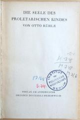 M 748 124 : Die Seele des proletarischen Kindes (1925) (1925)