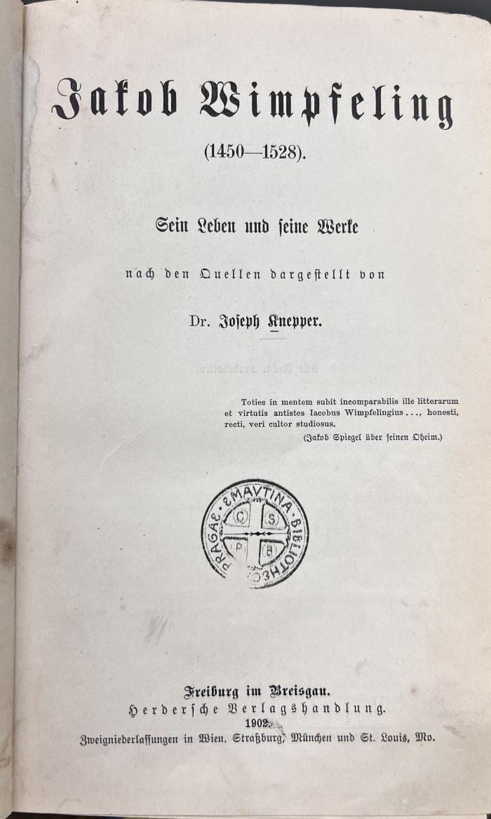 00/8336 : Jakob Wimpfeling (1902)