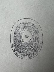 - (Orde van Vrijmetselaren onder het Grootoosten der Nederlanden), Stempel: Name; 'Bibliotheek G.: O.: der Nederlanden'.  (Prototyp)