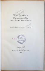 P 153 Ham : Parlamentarische logik, Taktik und Rhetorik (1924)