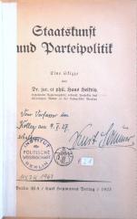 P 21 Hel : Staatskunst und Parteipolitik - Eine Skizze (1923)